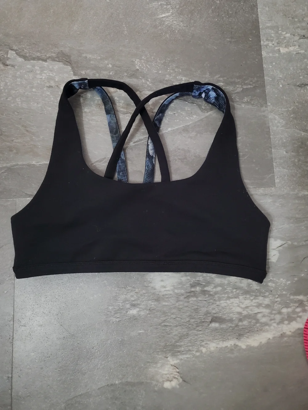 Ivivva By Lululemon Reversible Sports Bra. Black, Floral. Strappy Back. Size 12. - Picture 3 of 6